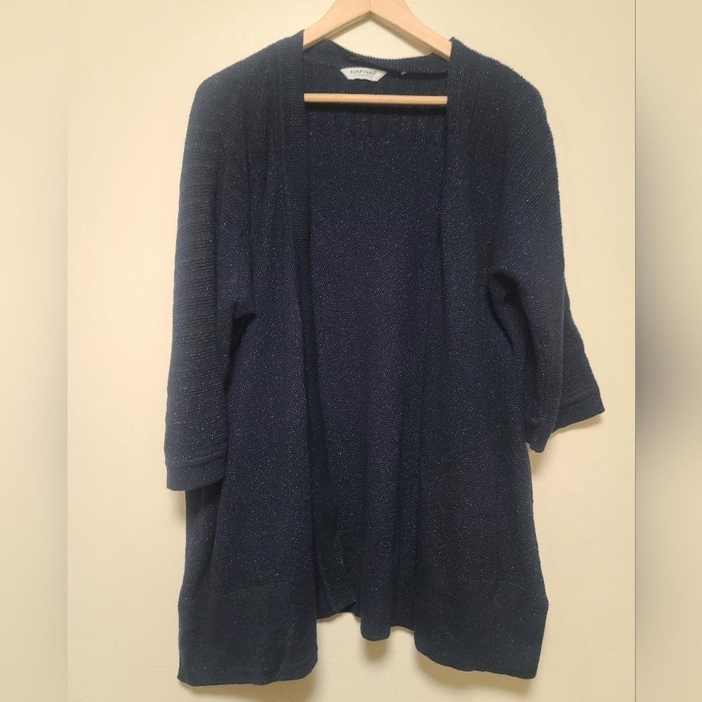Naf Naf sparkle navy knit cardigan size m